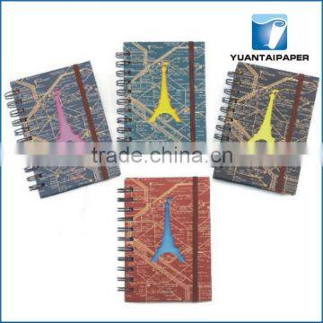A5 promotional custom spiral hardcover notebooks with elastic band