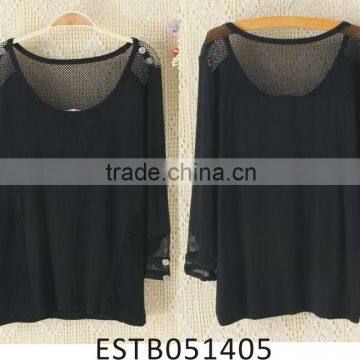 Ladies viscose pure black mesh shirt