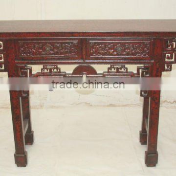 chinese antique two drawer red altar table