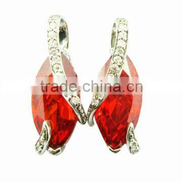 fashion garnet Silver CZ Wedding earring /fashion earring