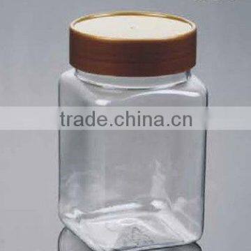 plastic square pet bottle for food with amber balck cap