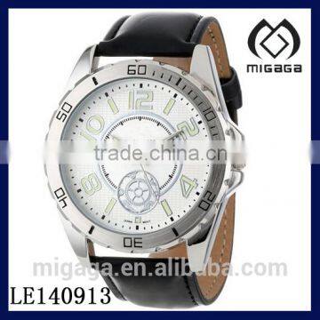 Classic Men's Black Synthetic Leather Strap Watch/japanese quartz classic black leather strap watch