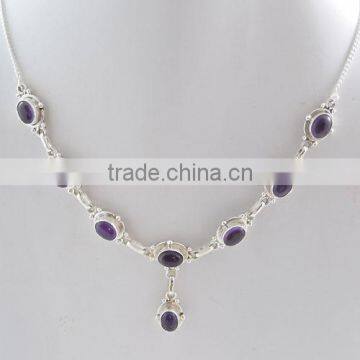 Amethyst jewelry 925 silver necklace wholesale gemstone jewelry Indian necklace gemstone jewelry