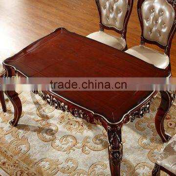 Luxury Classical Royal Baroque French Style Traditional Carved Wooden Antique Gold Silver Stroke Dark Brown Dining Room Set Quality Choice photo-6