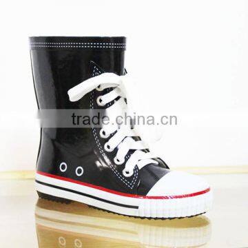 novelty lace up kids rain boots,OEM cheap rubber boots,high quality adjustable rain shoes