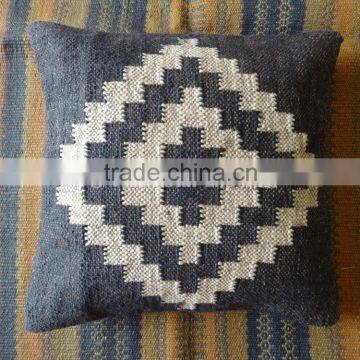 Hand Woven Kilim Pillow Cover Indian Jute Cushions 18X18 Decorative Throw Shams photo-4