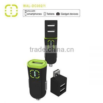 Walnu universal 3.4A car charger with adaptor