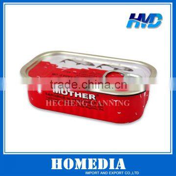 125g 311# square tin food can for canned sardine packing