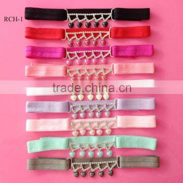 Stock hot selling Factory price pearl elastic rhinestone connector headband (RCH-1)