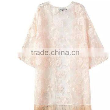 2016 Fashion Design Beach Wear Kaftans Lace Dress With Long Tassels photo-2