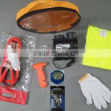 car roadside emergency tool set with air compressor