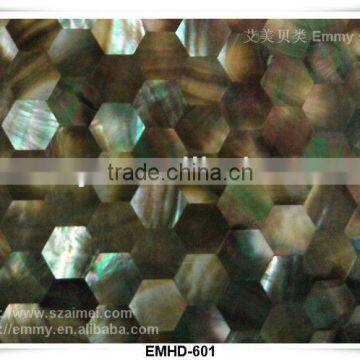 Blacklip mother of pearl mosaic wall tile hexagon