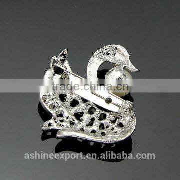 Cute Animal Series-noble Exquisite Swan Pearl Rhinestone Brooch/handmade Brooch photo-3