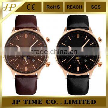 316L stainless steel case leather strap moon phase watch just for you