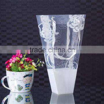 PP plastic flower carry bags with hanging for plant and flower hand bag