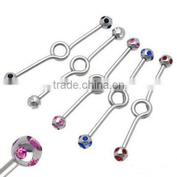 Multi Gem Circle Industrial Barbell Industrial Piercing