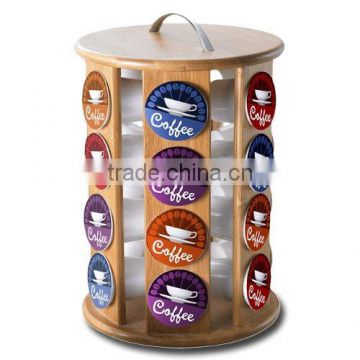 2015 new design 20K Cup bamboo rack for K-cup Coffee Pod Holder Single Serve Revolving Coffee capsules pot holde wholesale                        
                                                Quality Choice