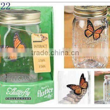 Solar flying butterfly decorative glass jar/Solar toys/butterfly gifts SO6222