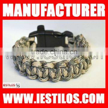 camo paracord survival bracelet with whistle buckle