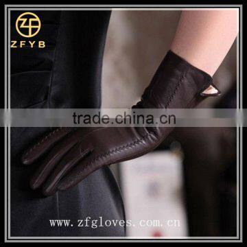 2016 ladies' fashion brown dress sheep leather gloves