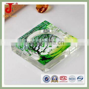 New Fashion Personalized Square Green Glass Ashtray For Table Decoration