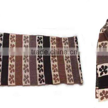 WLDL-R1454 100%Acrylic brown fan knitted jacquard pattern men's knitting muffler scarf