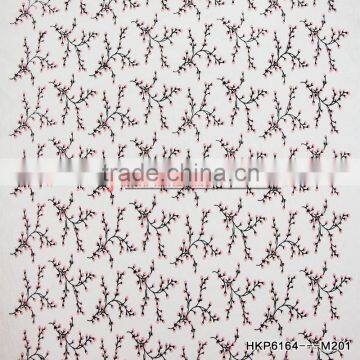 3D Peach Vines Flower Embroidery Fabric For Mango ClothesTransparent Organza Mesh Ground for Evening Party Dress Breathable photo-2