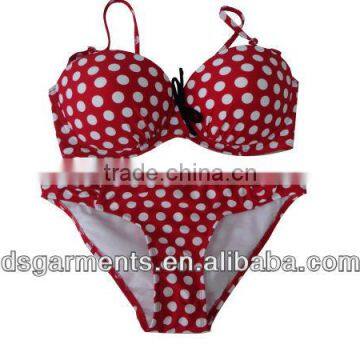 Sexy push up flattering polka dot red western bikini