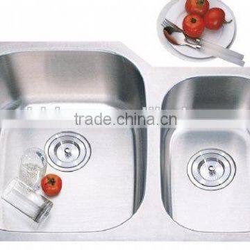 China supplierl!!7553AR undermount stainless steel double bowl sink