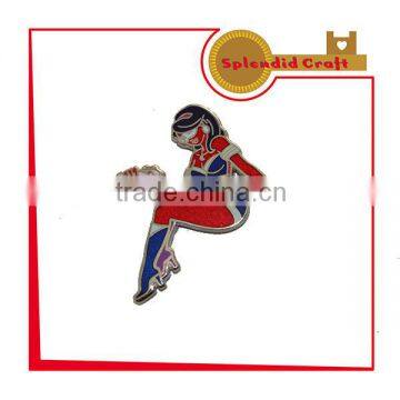 New Design transparent hard enamel sexy lady lapel pins