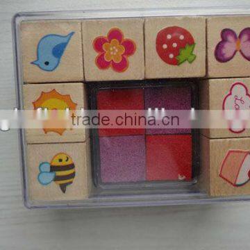 wooden rubber stamp set