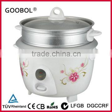 2.8L Small Drum Rice Cooker With Decorative Flower With Steamer And Glass Lid