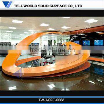 2013 morden design artificial marble special elegance modern design reception desk for salon