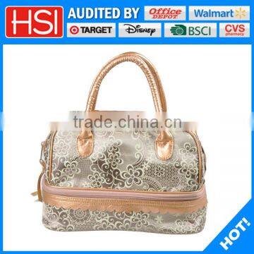 customized printed fashionable handle cosmetic bag set with multi function