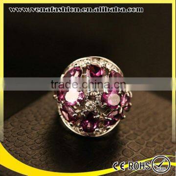 Purple Crystal Ring Diamond Napkin Ring, Crystal Stone Rings photo-2