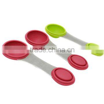 Collapsible Silicone Measuring Spoons100% Food Grade silicone measuring spoon,Folding Kitchen Utensils silicone measuring spoon