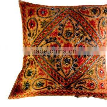 RTHCC-65 New 2015 Stylish Khambadiya Gujarati Mirror Work Embroidered Cotton cushion covers New Year Home Decor Christmas Gift