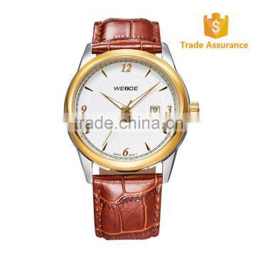HOT SELLING!FAMOUS Brand WEIDE Luxury Rose Gold Genuine Leather Sports Quartz Men Watch 93011R