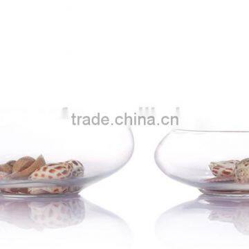 Set 2 Flat Round Shape Glass Fish Bowl