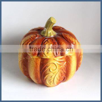 Hot Selling Ceramic Material Halloween Pumpkin Shape Canister photo-5