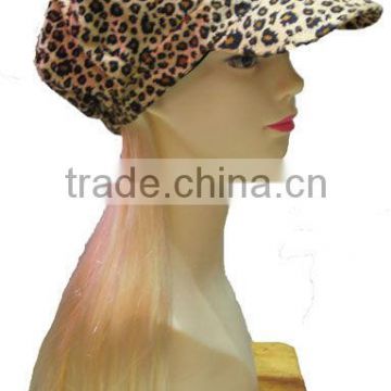 Leopard Hat White Straight hair hat with wigs