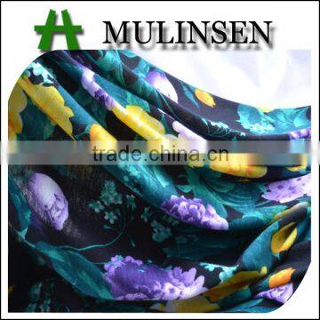 Shaoxing Flower printed knitted poly spun fabric for clothes