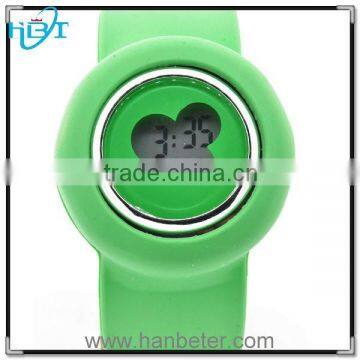 2014 latest hot sale unisex vogue colorful silicone slap watch plastic colorful digital watch
