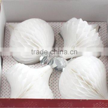 Vintage Christmas Red and White Paper Honeycomb Bauble Hanging Decoration photo-6