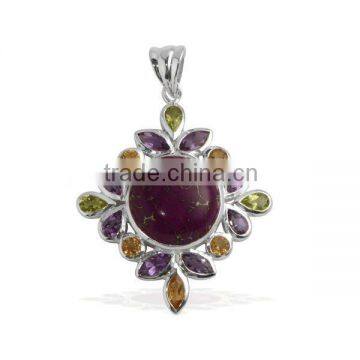 Wholesale Supplier 925 Silver Semi Precious Multi Gemstone Pendant, Big Pendants photo-1