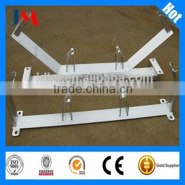 Conveyor idler trough frame for bulk material conveying equipmenet