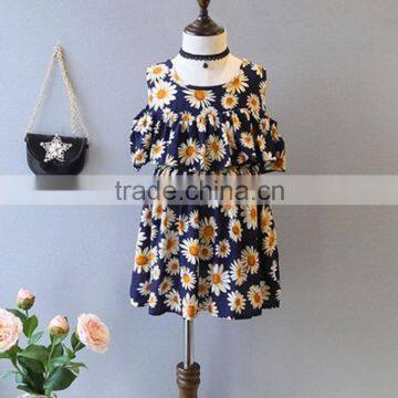 Hot Selling Printing Flowers Breathable Latest Children Dress Designs