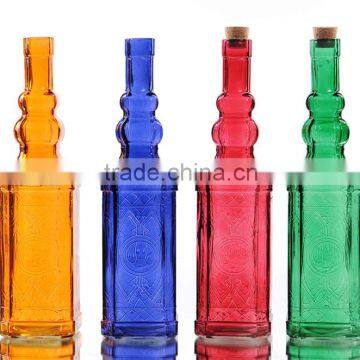 Retro Caving Colored Glass Vase