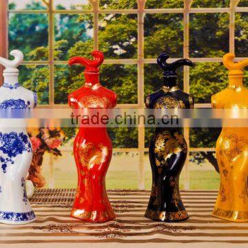 cheongsam shape especially for decoration ceramic wine bottle