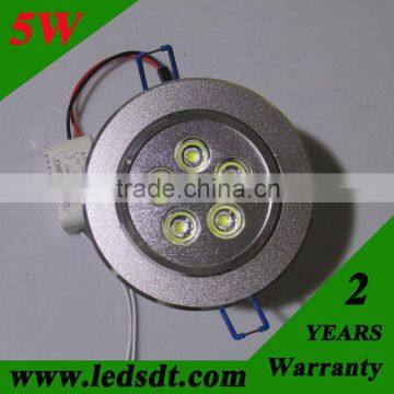 recessed led down light,600LM,AC85-265V,5*1W ,2 years warranty